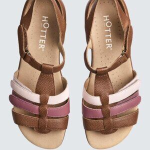 Hotter • Solei Leather Gladiator Sandals • Women’s 7.5 • Brown Tan • NIB